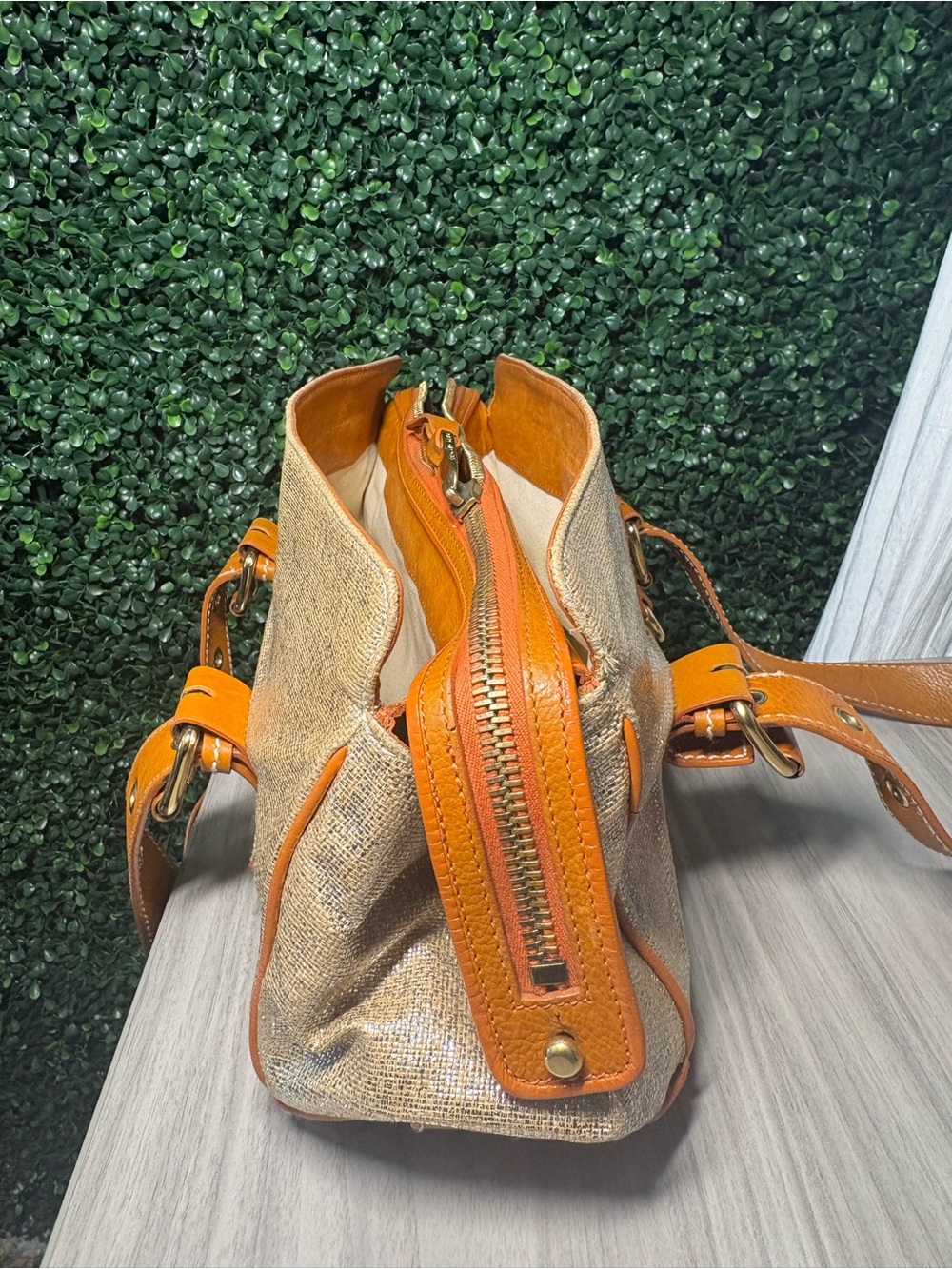 Vintage Marc Jacobs Tan Canvas & Cognac Leather Tote Bag - Picture 9 of 9